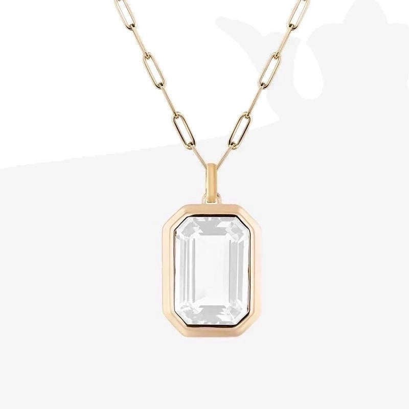 Vintage Style Stainless Steel Zircon Pendant Necklace