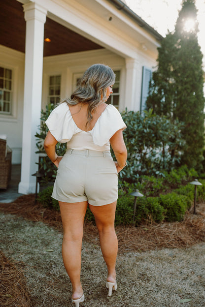 Pleated Ruffled Off Shoulder Top