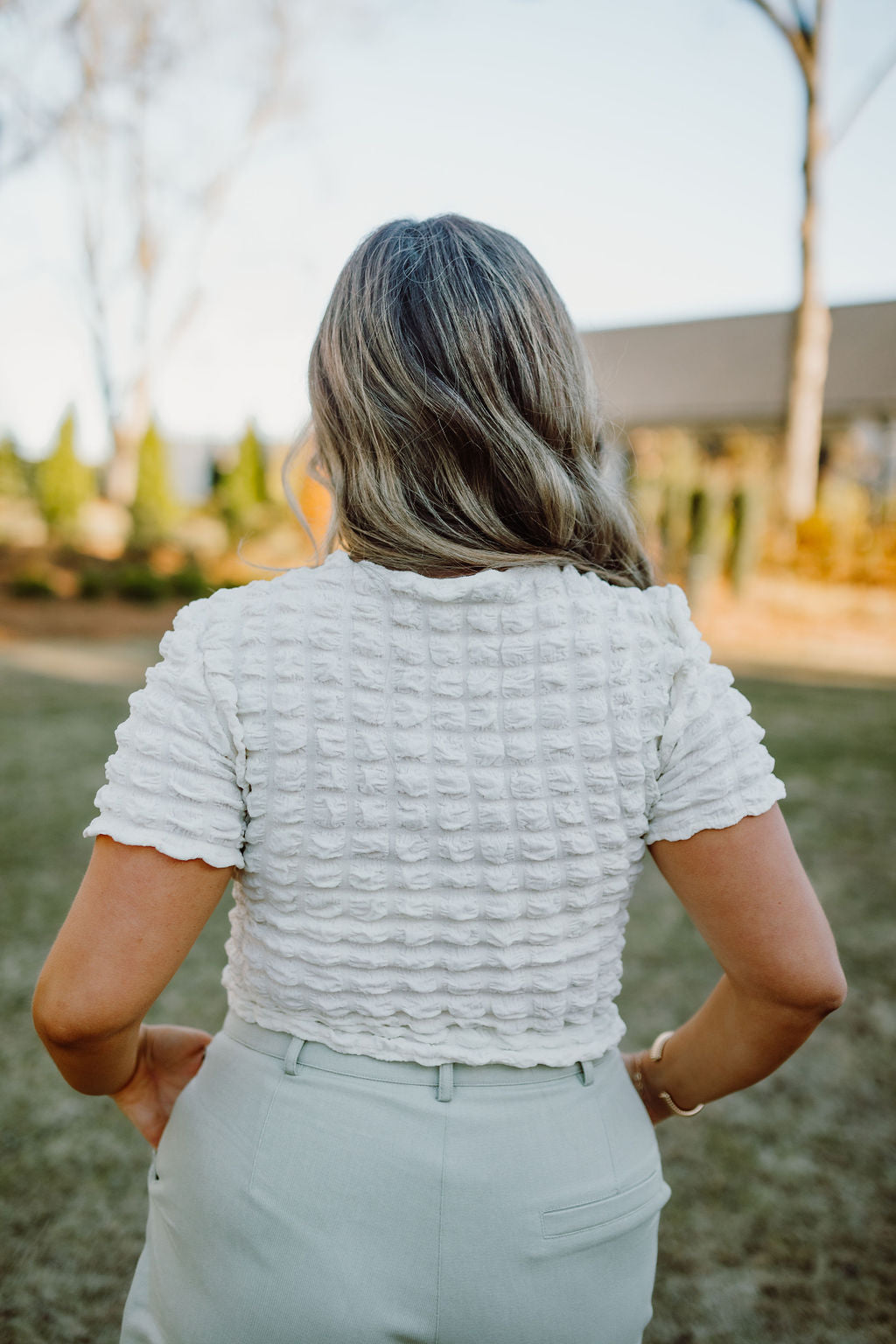 Geometric Textured Crop Top