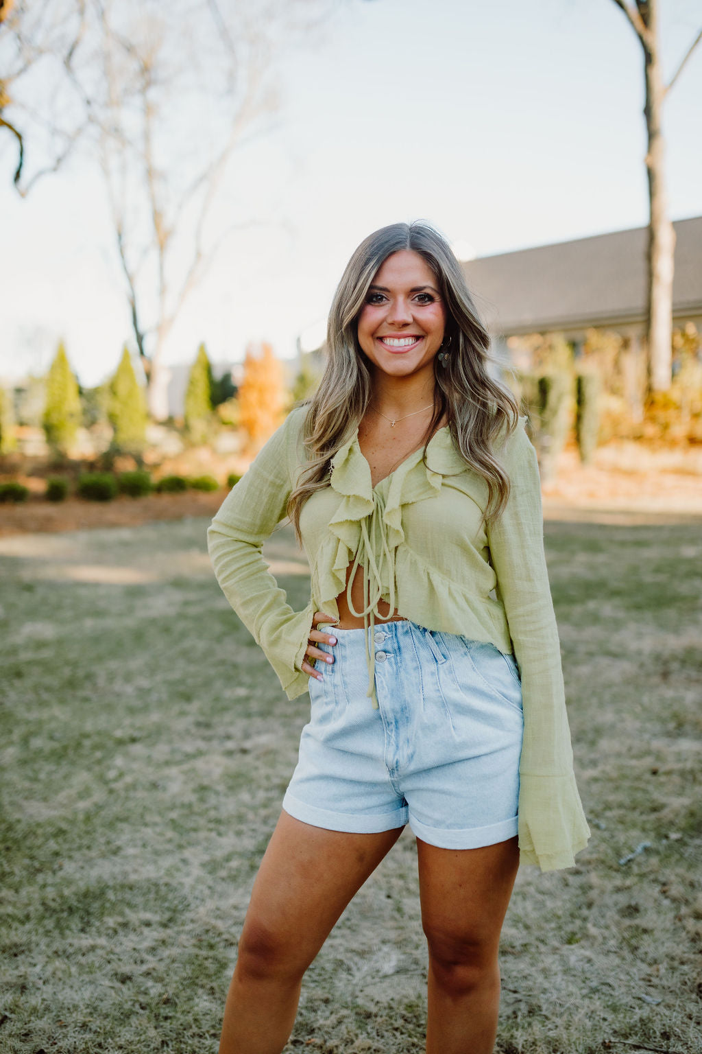 Paper Bag High Waist Denim Shorts