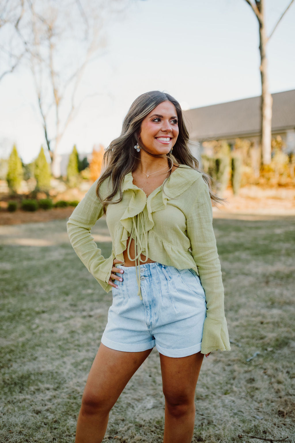 Paper Bag High Waist Denim Shorts