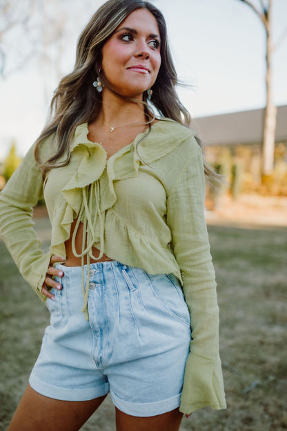 Paper Bag High Waist Denim Shorts