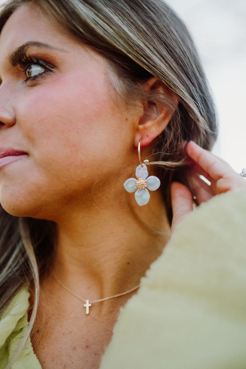 Flower Drop Earring-Marble