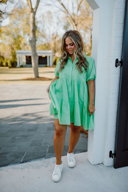 Cotton Voile Tiered Shirt Dress