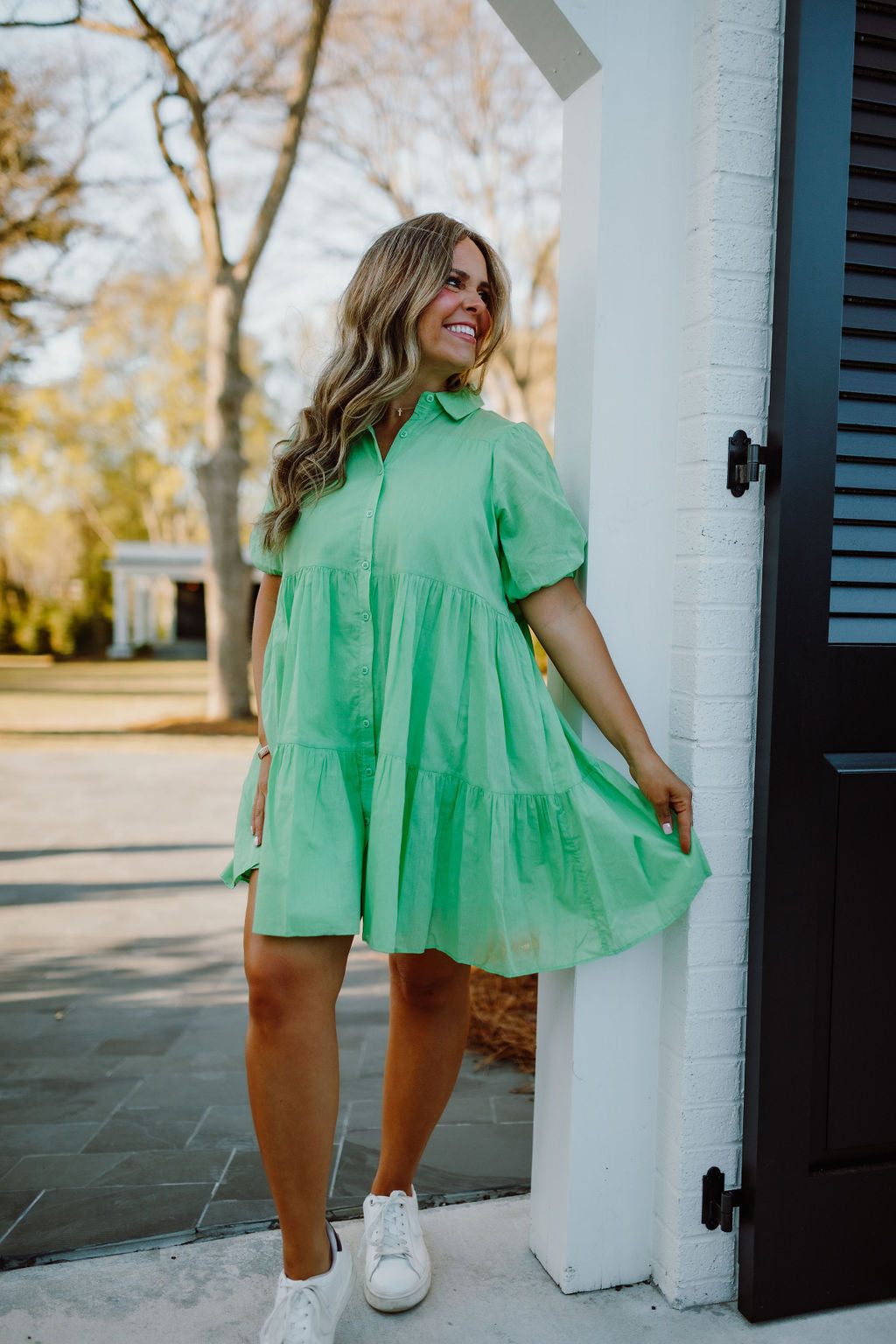 Cotton Voile Tiered Shirt Dress