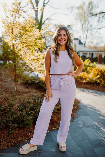 Linen Blended Top and Pants Set