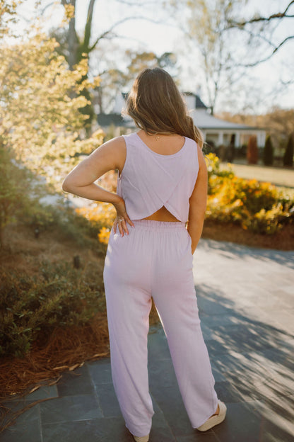 Linen Blended Top and Pants Set