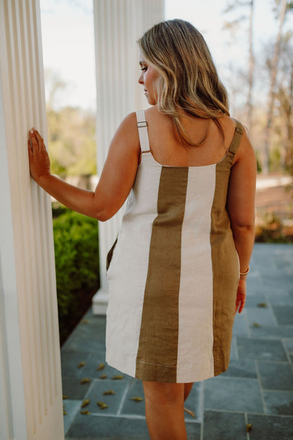 Color Block Linen Mini Dress