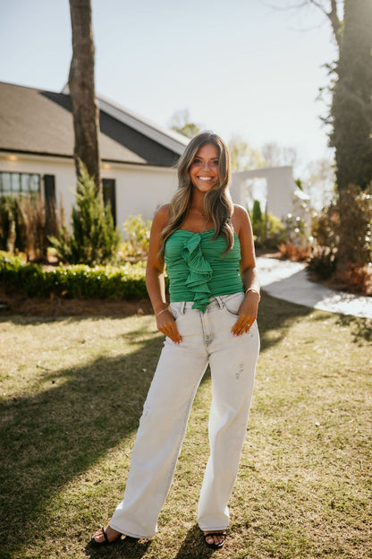 Ruffled Detail Strapless Top