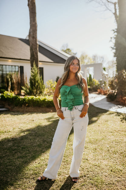 Ruffled Detail Strapless Top