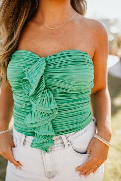 Ruffled Detail Strapless Top