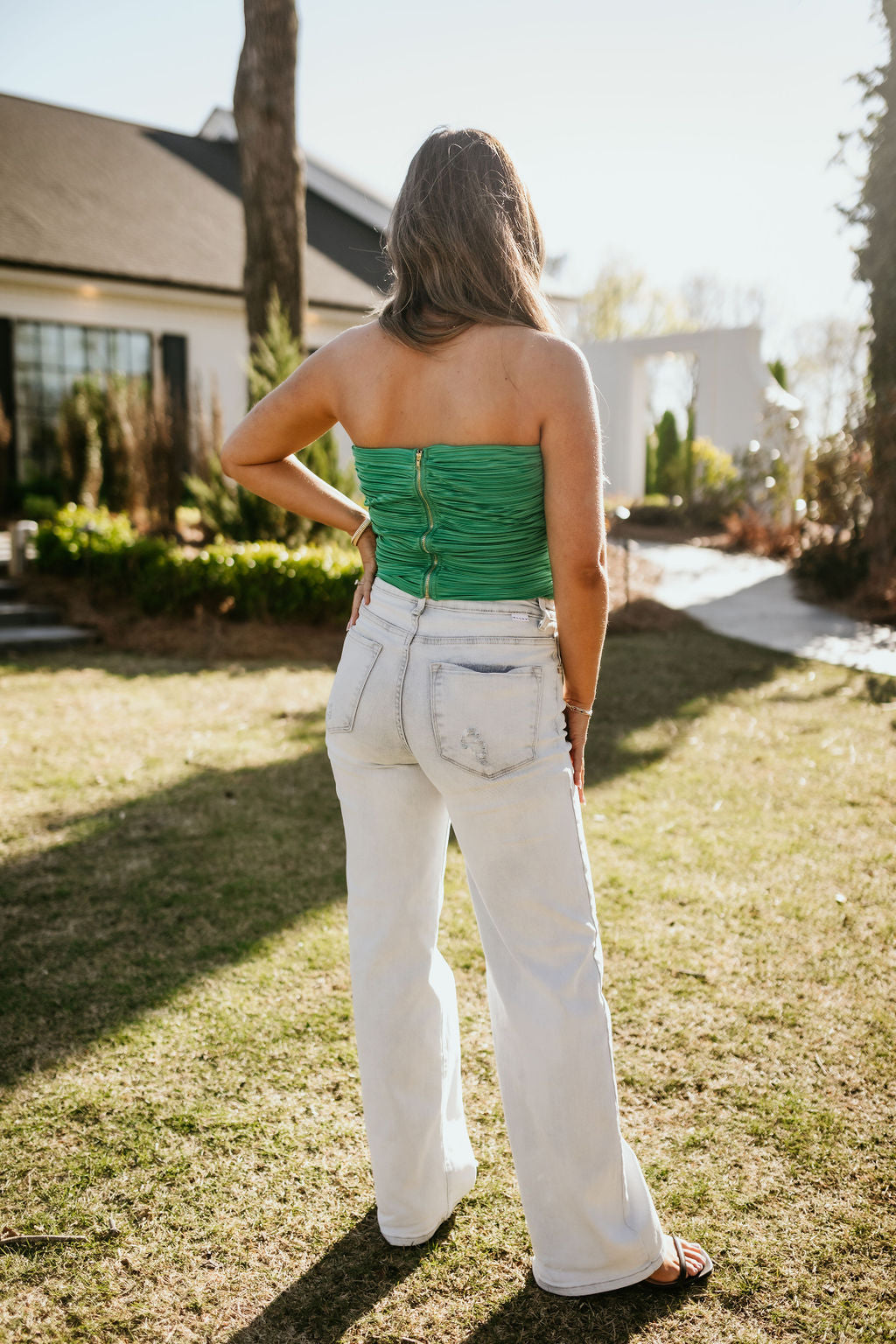 Ruffled Detail Strapless Top