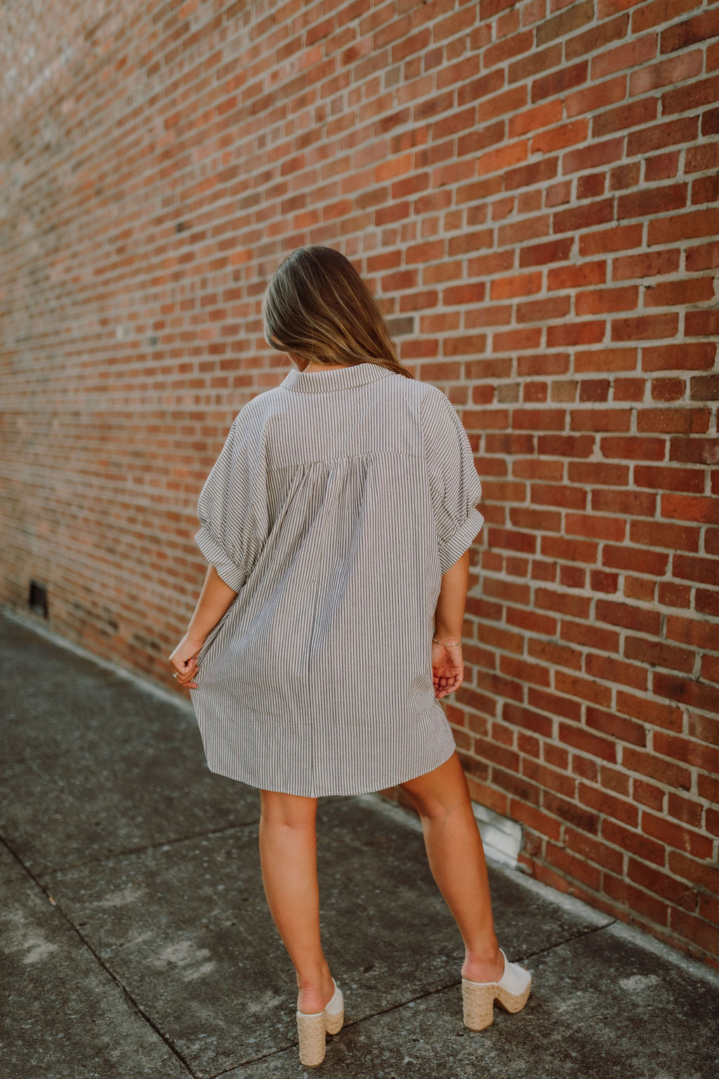 Oversized Button Down Striped Dress