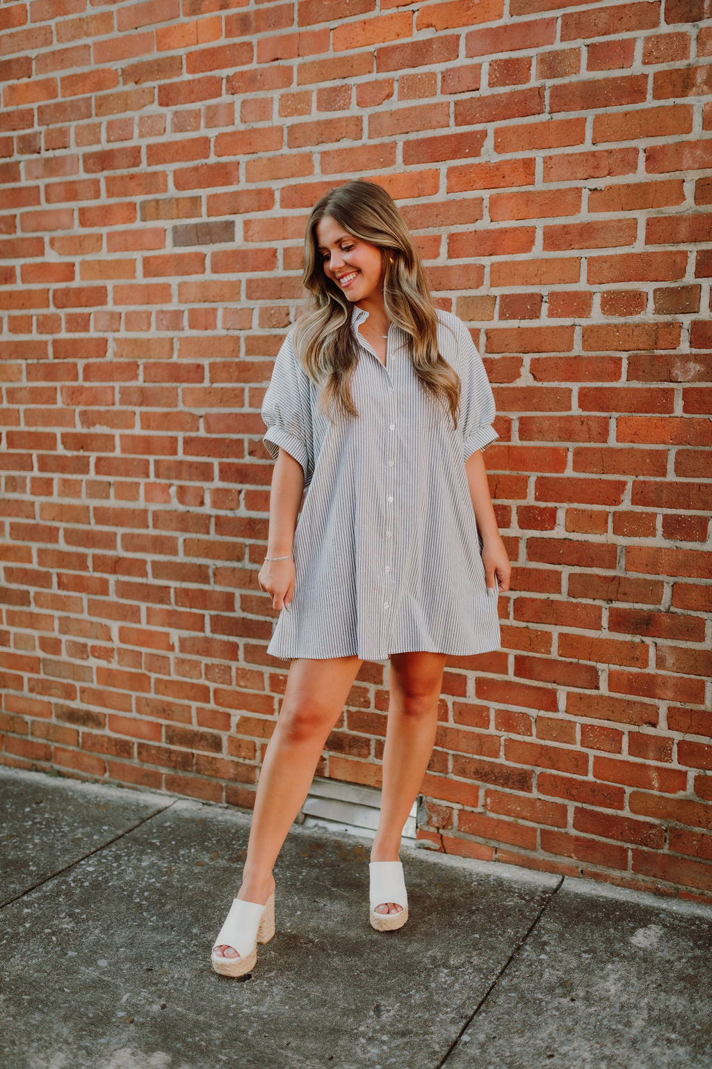 Oversized Button Down Striped Dress