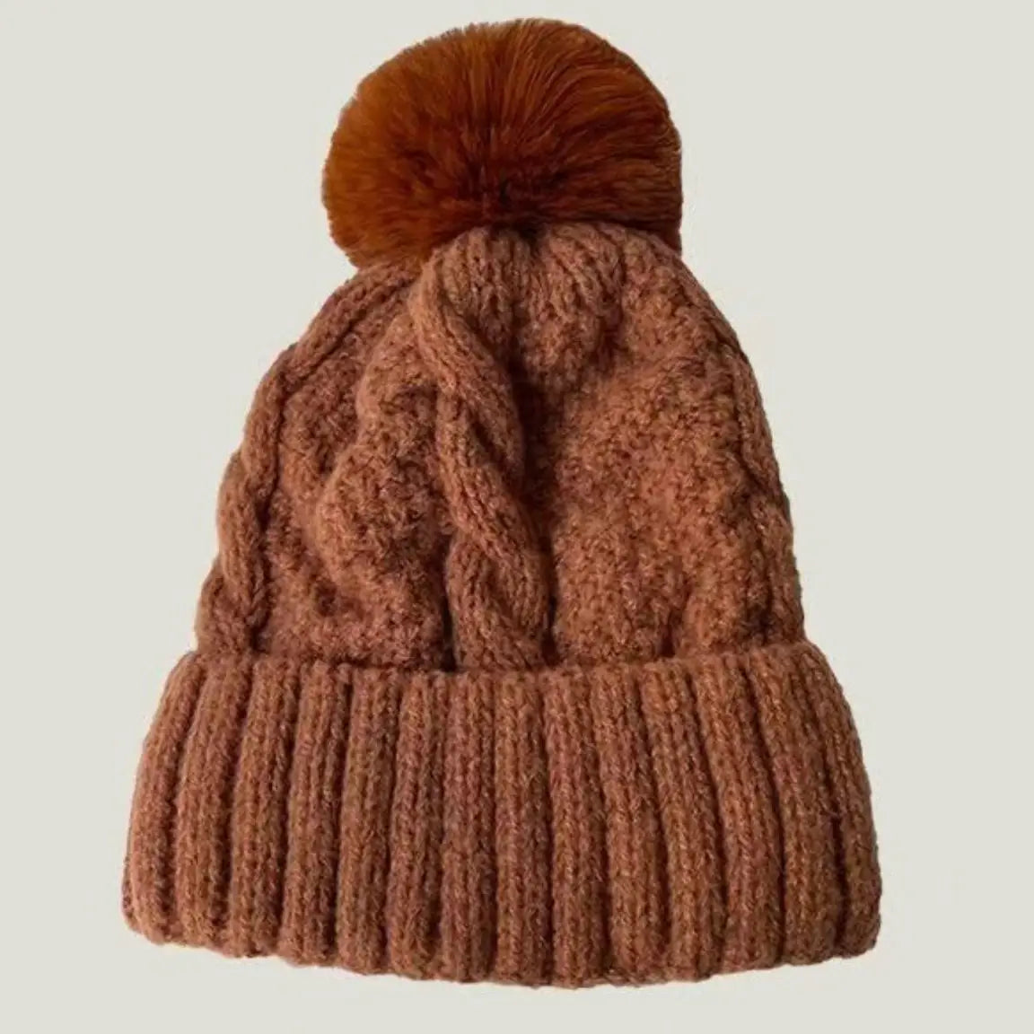 Fuzzy Knitted Pom Beanie Hats