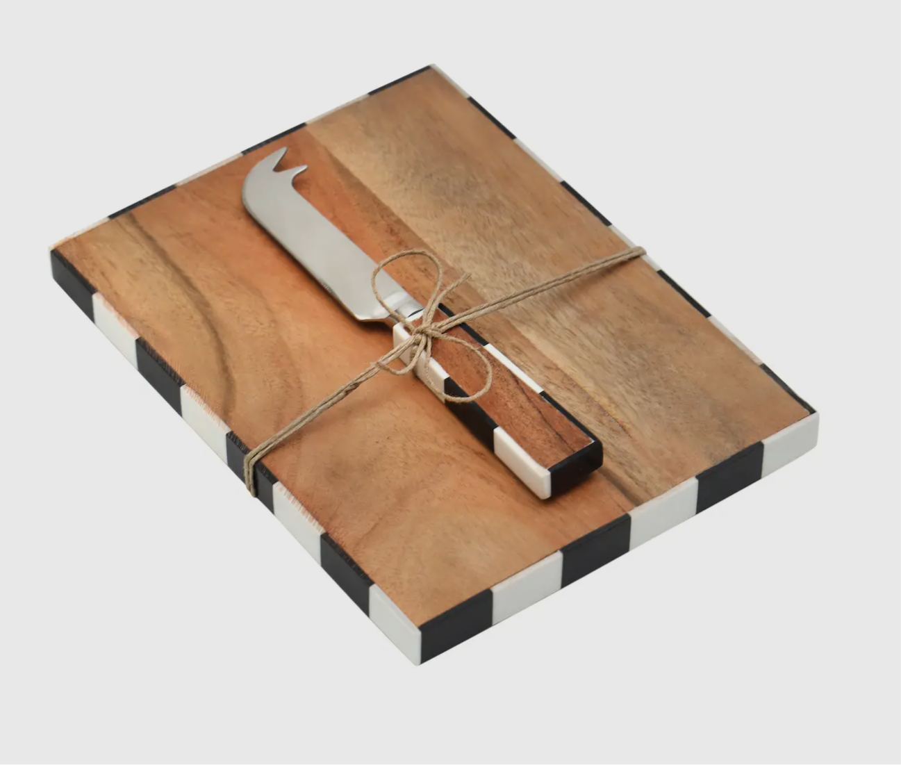 Checker Print Cheese Board & Knife Set