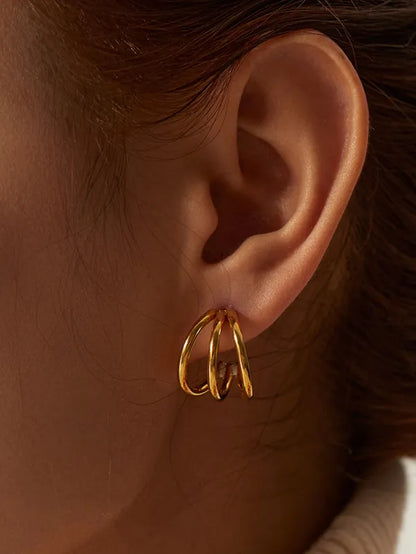 Plated Three Hoop Earrings