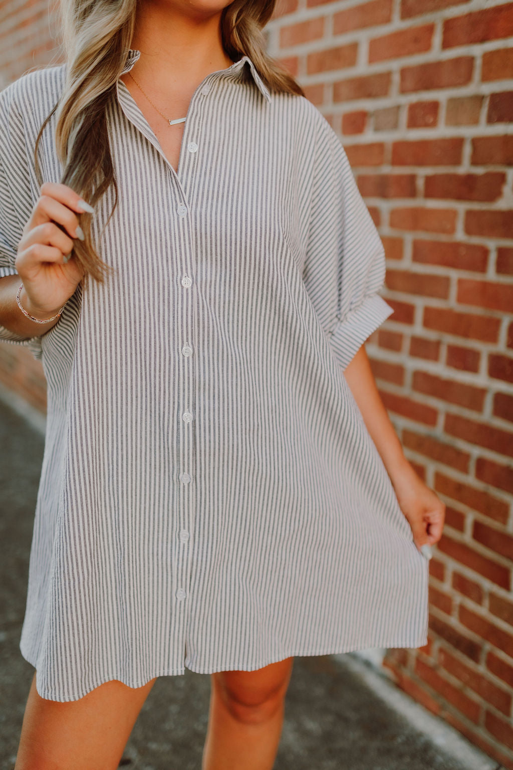 Oversized Button Down Striped Dress