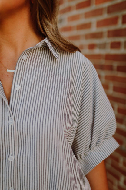 Oversized Button Down Striped Dress