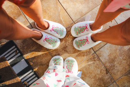 Pink Bow Christmas Tree Slippers